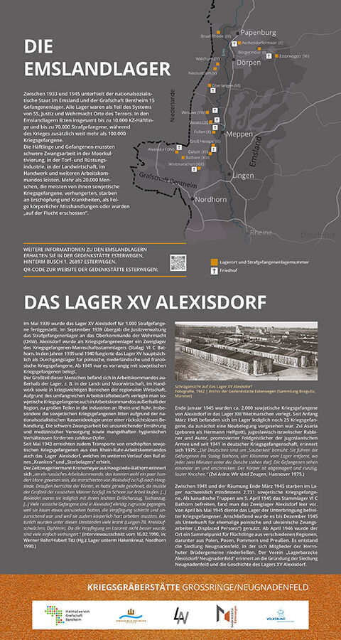 Die Fotos zeigen die Geschichts- und Erinnerungstafeln an der Kriegsgräberstätte Großringe/Neugnadenfeld.