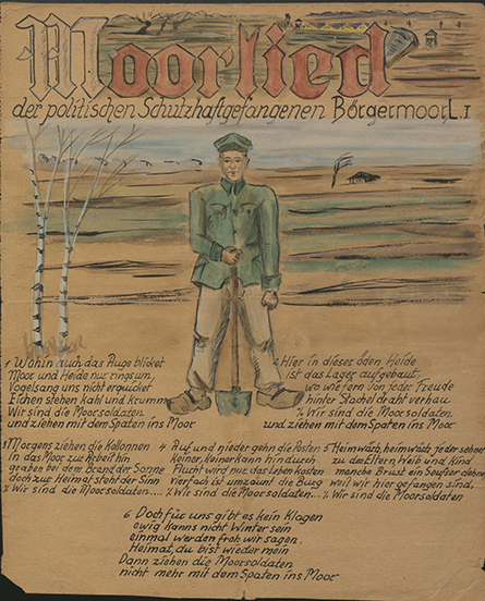 Das Foto zeigt ein Liedblatt vom Moorsoldaten.